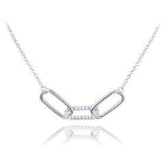 MINET Strieborný náhrdelník v talianskom štýle s bielymi zirkónmi