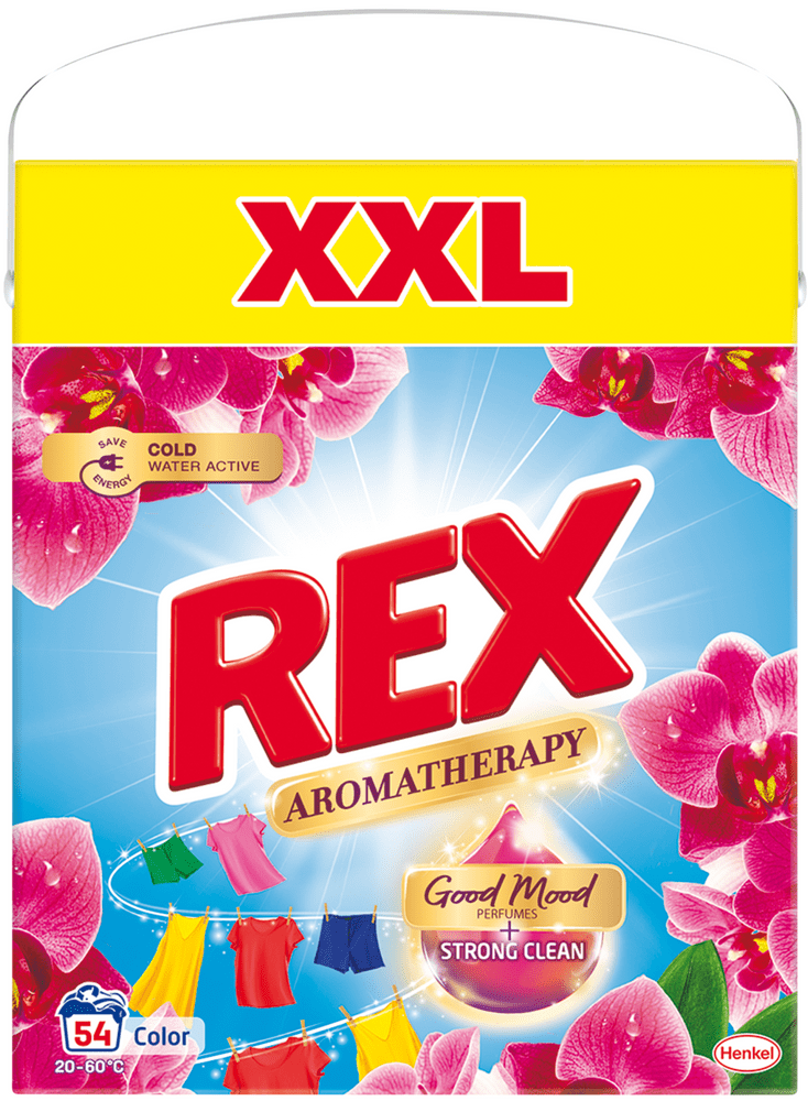 Rex Prací prášok Aromatherapy Orchid Color BOX 54 praní, 2,97 kg