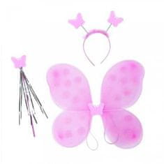 Rappa Svetlo ružové motýlie krídla s čelenkou a paličkou