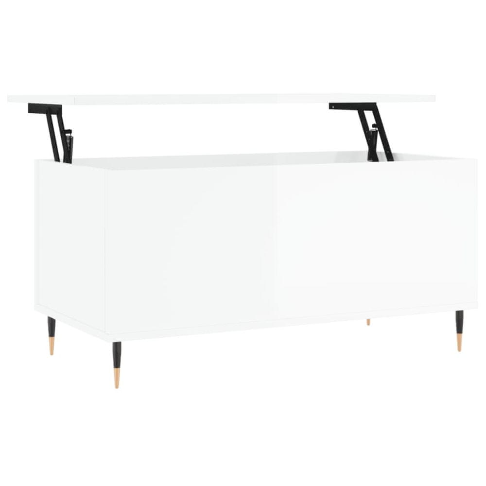 Vidaxl Konferenčný stolík lesklý biely 90x44,5x45 cm spracované drevo