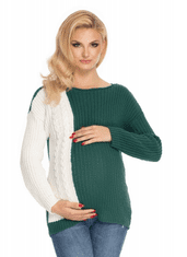 Be MaaMaa Tehotenský sveter, pletený vzor - zelená/biela, veľ. UNI