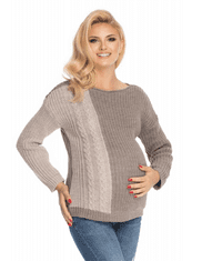 Be MaaMaa Tehotenský sveter, pletený vzor - cappuccino/sivá