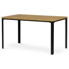 Autronic Stôl jedálenský, MDF doska, dyha divoký dub, kovové nohy, čierny lak
