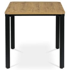 Autronic Stôl jedálenský, MDF doska, dyha divoký dub, kovové nohy, čierny lak