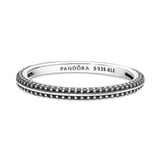 Pandora Minimalistický strieborný prsteň s čiernymi kryštálmi Me 199679C02 (Obvod 50 mm)