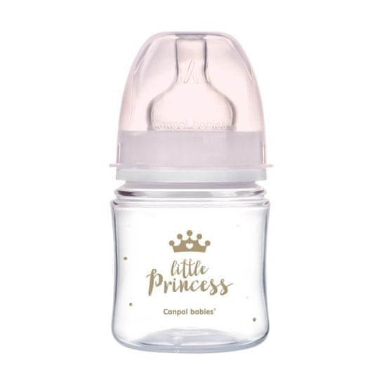 Canpol BABIES Fľaša so širokým hrdlom Royal Baby 120 ml ružová