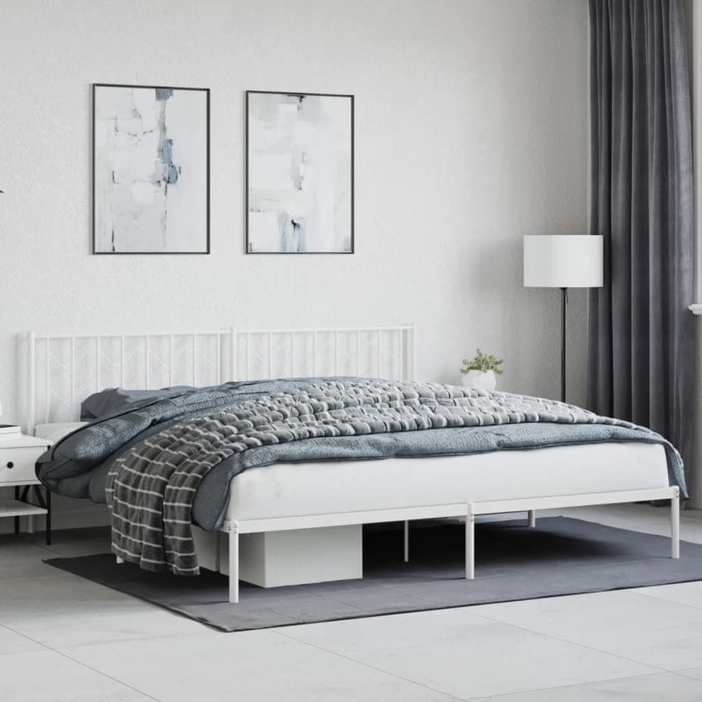 Petromila vidaXL Kovový rám postele s čelom biely 200x200 cm