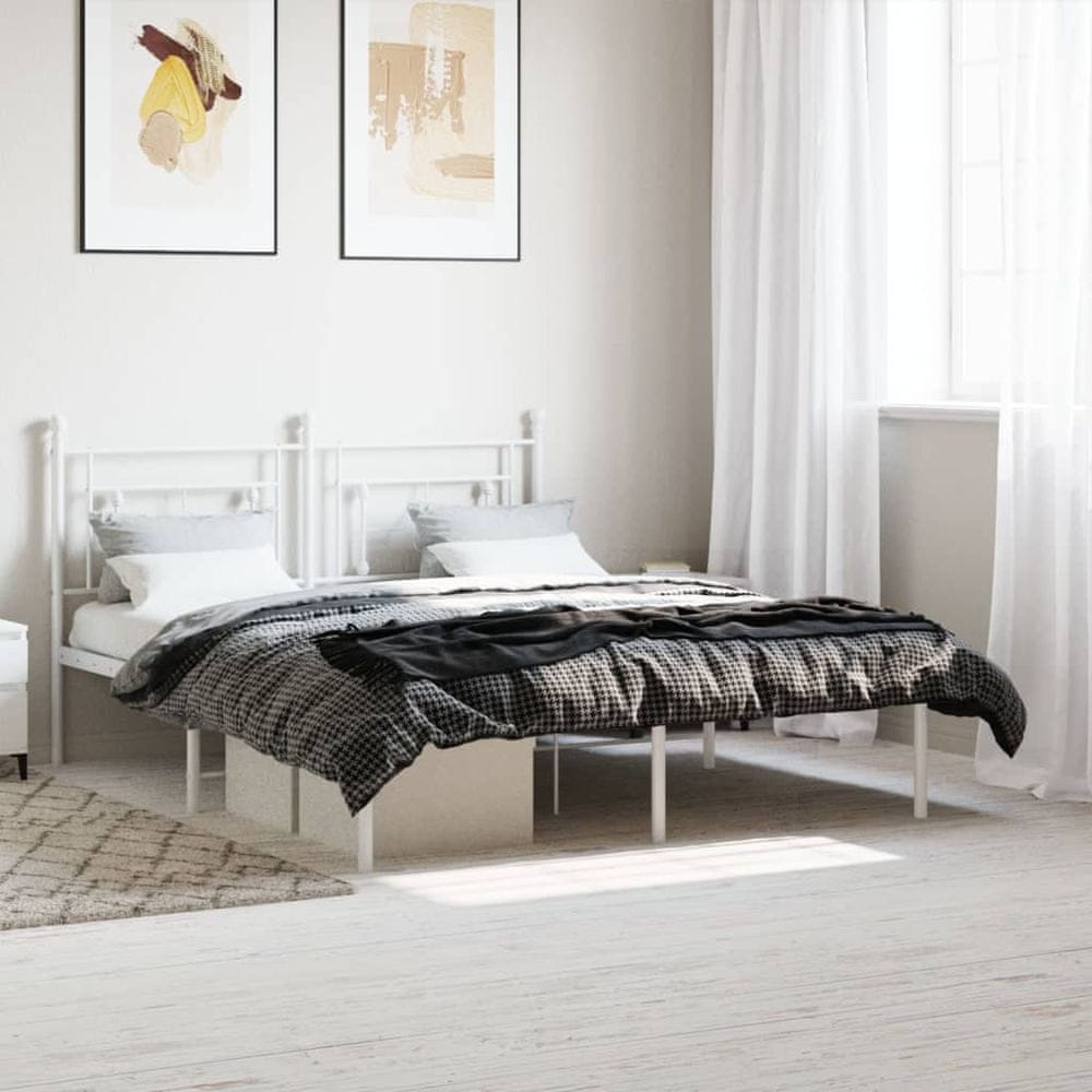 Petromila vidaXL Kovový rám postele s čelom biely 150x200 cm