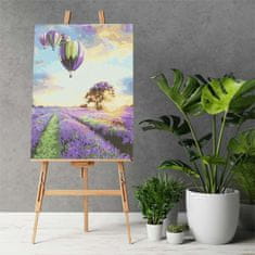 KIK Maľovanie podľa čísel: Levanduľové pole, plátno na ráme 40x50 cm