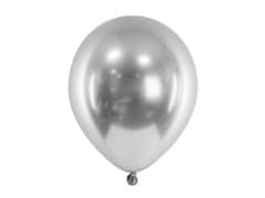 PartyDeco Saténové balóny strieborné 46cm 5ks