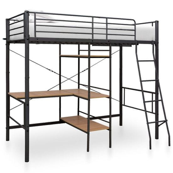 Vidaxl Poschodová posteľ s rámom stola 90x200 cm kovová