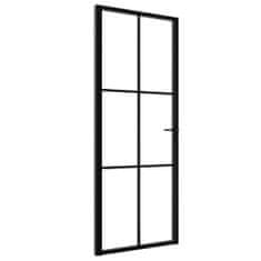 Vidaxl Interiérové dvere, ESG sklo a hliník 76x201,5 cm, čierne