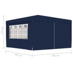 Vidaxl Profesionálny párty stan+bočné steny 4x4 m, modrý 90 g/m²