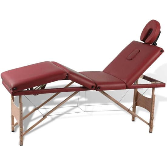 Vidaxl skladací masážny stôl so 4 zónami a dreveným rámom