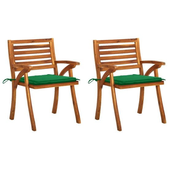 Vidaxl Záhradné jedálenské stoličky s vankúšmi 2 ks akáciový masív