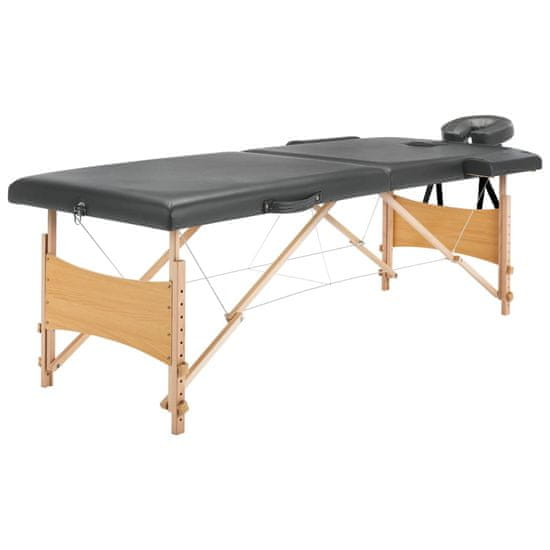 Vidaxl skladací masážny stôl s 2 zónami a dreveným rámom