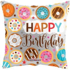 Fóliový balónik vankúš Donut - Happy Birthday - narodeniny - 45 cm