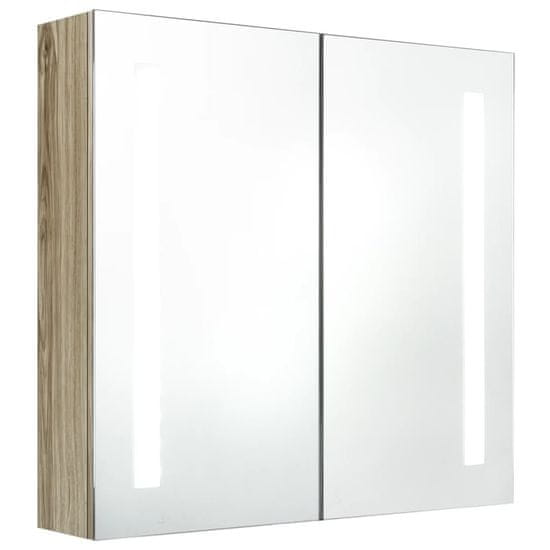 Vidaxl LED kúpeľňová zrkadlová skrinka dubová 62x14x60 cm
