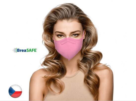 BreaSAFE® 5x Český NanoRespirátor BreaSAFE FFP2 - Znovupoužitelný - růžový M