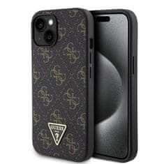 Guess Zadný kryt PU Leather 4G Triangle Metal Logo pre iPhone 15 Black