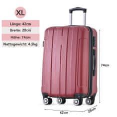 SONNENH Červená tvrdá škrupina príručná batožina ABS materiál, univerzálne koliesko dvojité koliesko, s TSA zámkom pre väčšiu bezpečnosť, XL