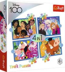 Trefl Puzzle Disney 100 rokov: Disneyho veselý svet 4v1 (35,48,54,70 dielikov)