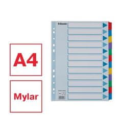Esselte Zosilnené registre "Mylar", mix farieb, kartón, A4, 12 dielov 100169