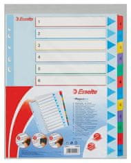 Esselte Zosilnené registre "Standard", popisovateľná titulná str., mix farieb, kartón, A4 Maxi, 1-12 100209