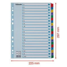 Esselte Zosilnené registre "Mylar", mix farieb, kartón, A4, A-Z 100166