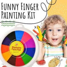 Netscroll Farebný komplet na maľovanie prstami pre deti + omaľovánka, netoxické, umývateľné farby, ktoré sa ľahko zmyjú vodou, ideálne pre tvorivú hru a umeleckú výchovu, FingerPaintingSet