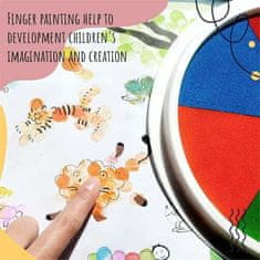 Netscroll Farebný komplet na maľovanie prstami pre deti + omaľovánka, netoxické, umývateľné farby, ktoré sa ľahko zmyjú vodou, ideálne pre tvorivú hru a umeleckú výchovu, FingerPaintingSet