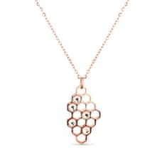 Vuch Dizajnový bronzový náhrdelník Bee Rose gold