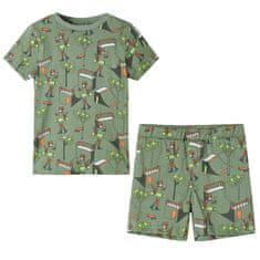 Vidaxl Detské pyžamo s krátkymi rukávmi svetlé kaki 116