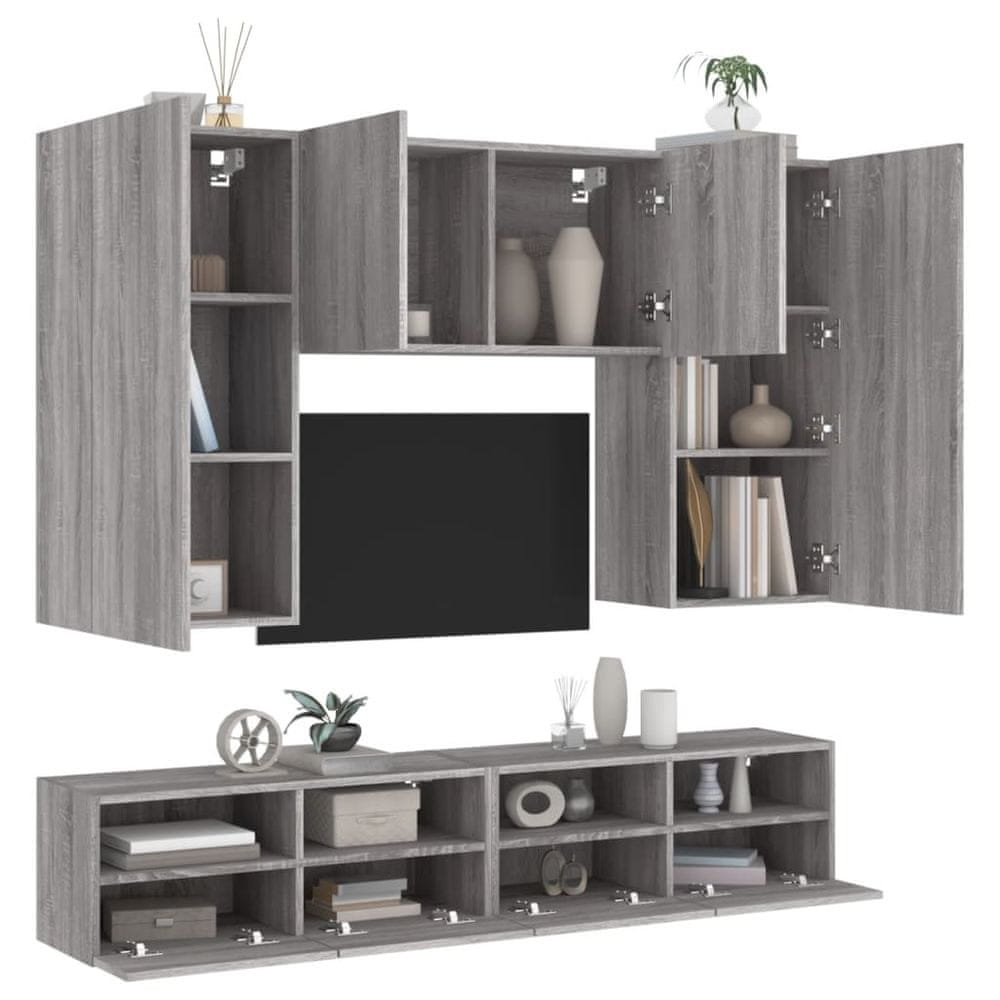 Vidaxl 5-dielne TV nástenné skrinky sivé sonoma kompozitné drevo