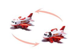 KIK KX6684_2 Dopravné lietadlo + 3 hasičské vozidlá červené