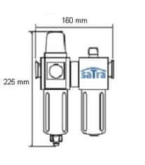 SATRA Regulátor tlaku vzduchu 1/2", 10 bar, so sušičom a primazávaním - ASTA