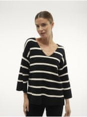 Vero Moda Čierno-biely dámsky pruhovaný sveter Vero Moda Saba XS