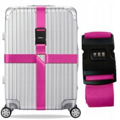 Korbi Cestovný upínací bezpečnostný pás na batožinu, Ružová