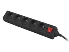 Lanberg Predlžovací kábel PS1 5 zásuvky 3m vypínač čierna