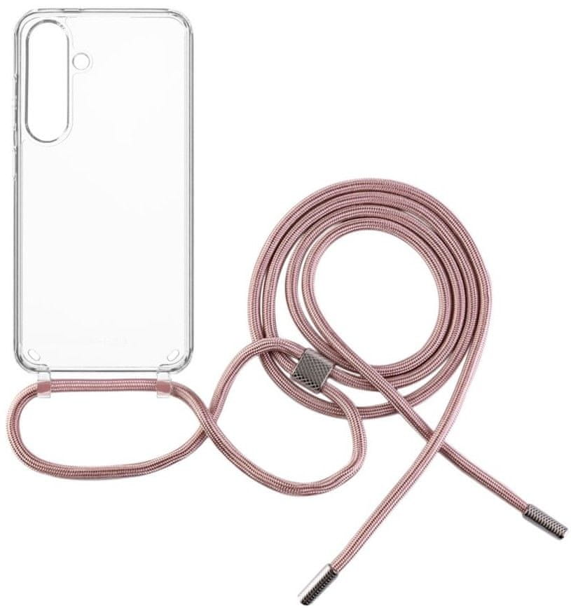 FIXED Pouzdro Pure Neck s ružovou šnúrkou na krk pre Samsung Galaxy S24 FIXPUN-1256-PI