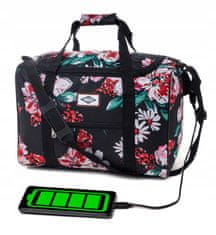 TopKing Cestovná taška WIZZAIR 40 x 30 x 20 cm s USB, čierna/fialová
