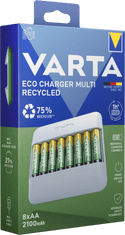 VARTA nabíječka baterií Eco Charger Multi Recycled Box včetně 8 AA 2100 mAh Recycled (57682101121)