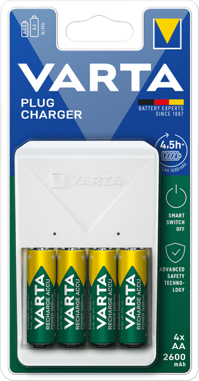 VARTA nabíjačka batérií Plug Charger vrátane 4 AA 2600 mAh (57657101461)
