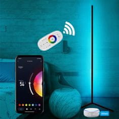 BOT Nordic smart rohová LED stojacia lampa N2 140 cm WiFi RGB, čierna