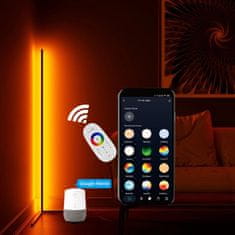 BOT Nordic smart rohová LED stojacia lampa N2 140 cm WiFi RGB, čierna