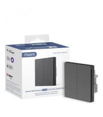 AQARA Zigbee vypínač s dvojitým relé - AQARA Smart Wall Switch H1 EU (No Neutral, Double Rocker) (WS-EUK02-G) - Sivá