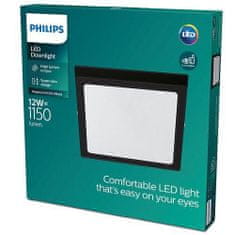 Philips LED Stropné prisadené svietidlo Philips Magneos 8719514328730 12W 1150lm 2700K IP20 21cm hranaté čierne