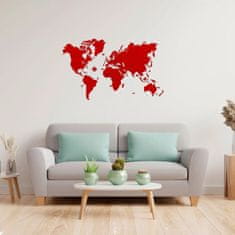 Wooden city Drevená mapa sveta veľkosť XL (120x80cm) červená