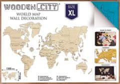 Wooden city Drevená mapa sveta veľkosť XL (120x80cm) modrá