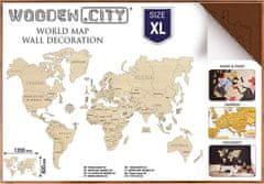 Wooden city Drevená mapa sveta veľkosť XL (120x80cm) hnedá